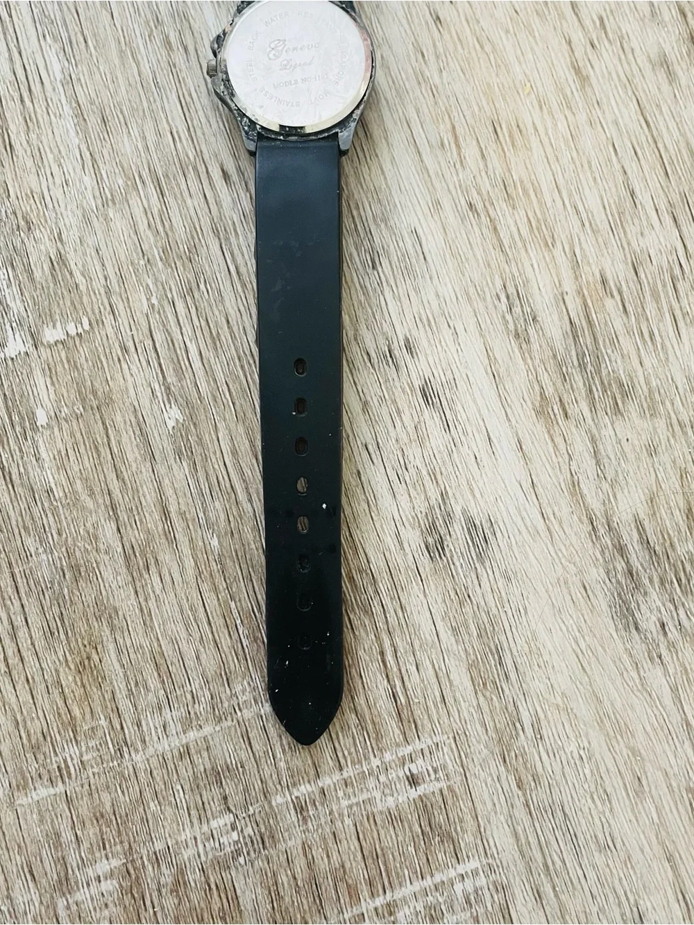 Black Silicone Strap Watch with Bezel Accent